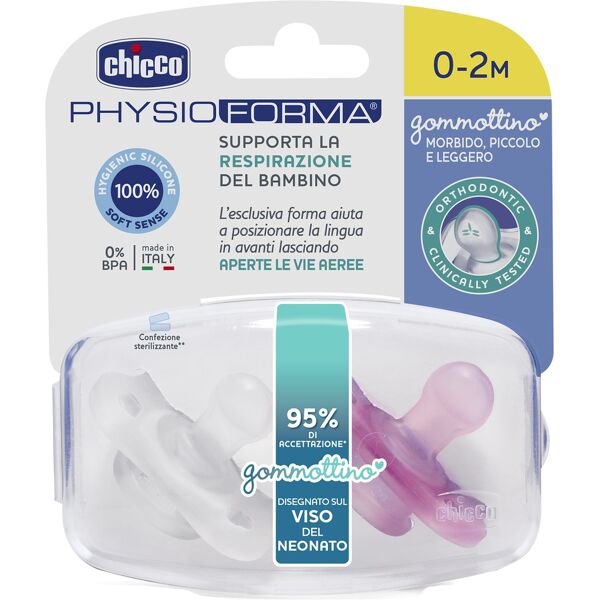 chicco gommottino physioforma girl in silicone per neonati 0-2 mesi 2 pezzi