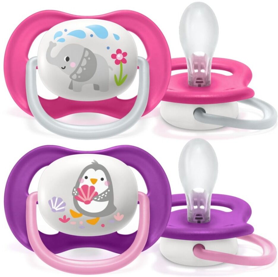 avent ultra air animals succhietto elefant/penguin femmina 6-18 mesi 2 pezzi