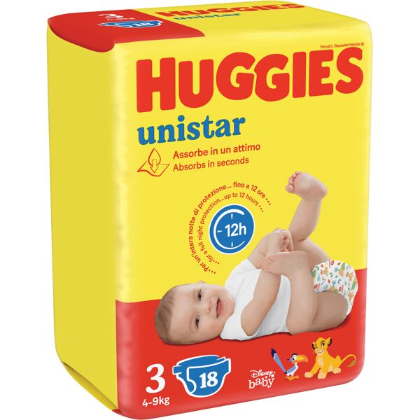 huggies unistar base 3 pannolino 4 confezioni da 18 pezzi