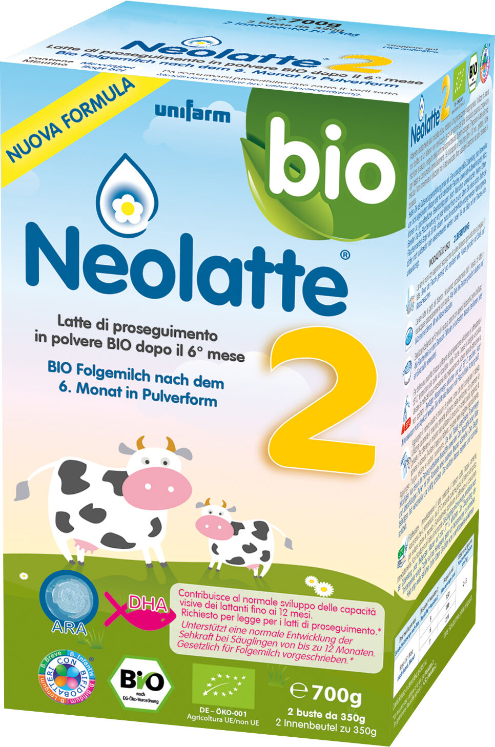 neolatte 2 bio latte di proseguimento in polvere 6m+ 2 buste 350g