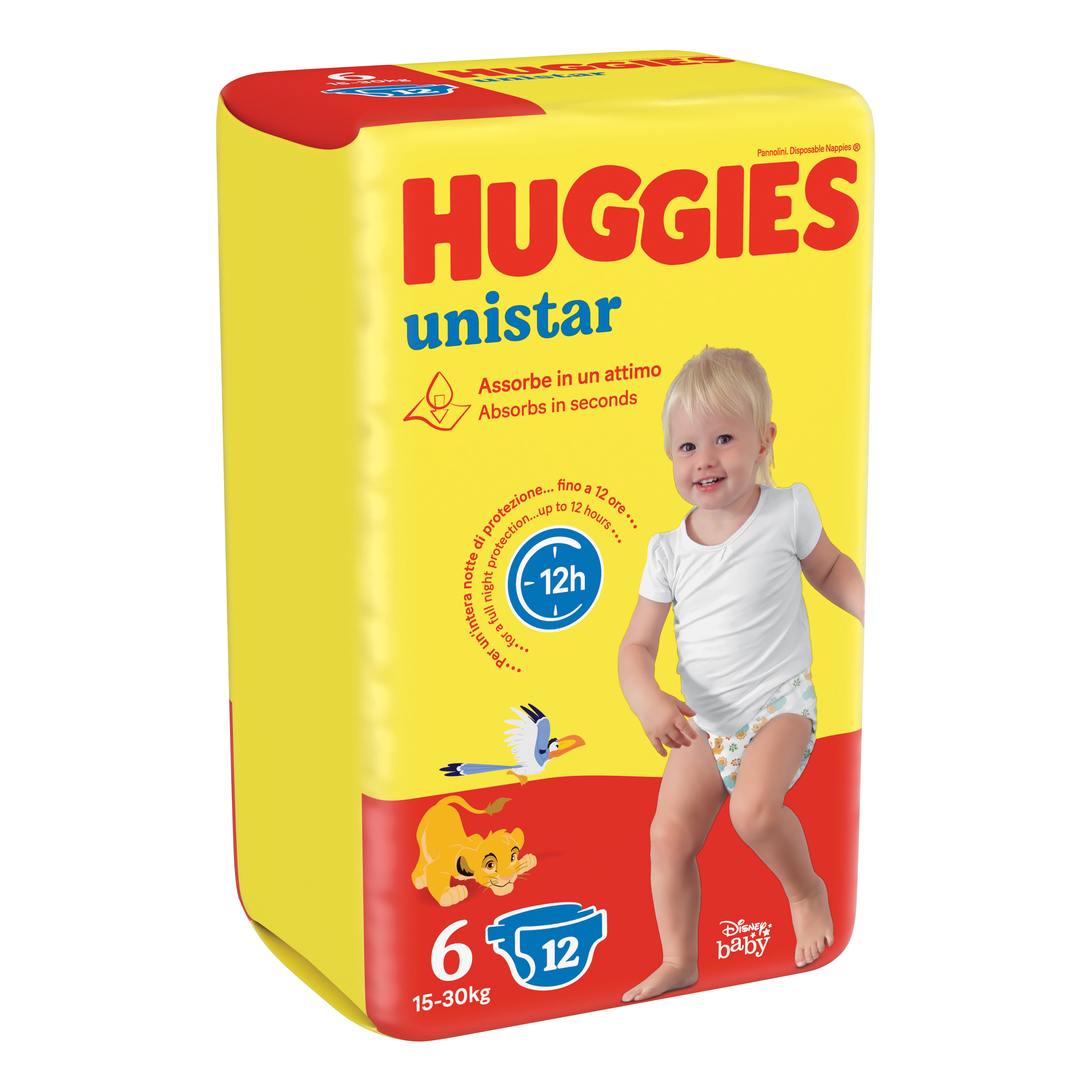 huggies unistar base 6 pannolino 6 confezioni da 12 pezzi