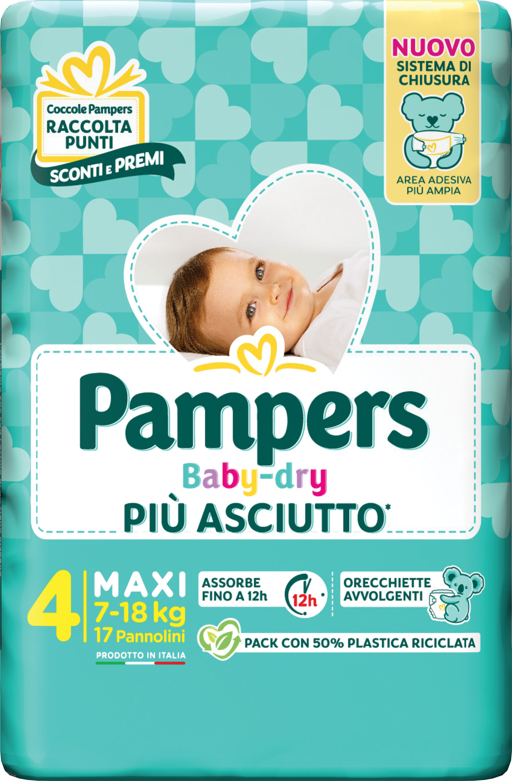 PAMPERS baby dry pannolino downcount maxi 17 pezzi