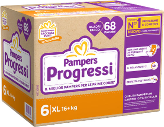 PAMPERS quadri progressi xl 68 pezzi