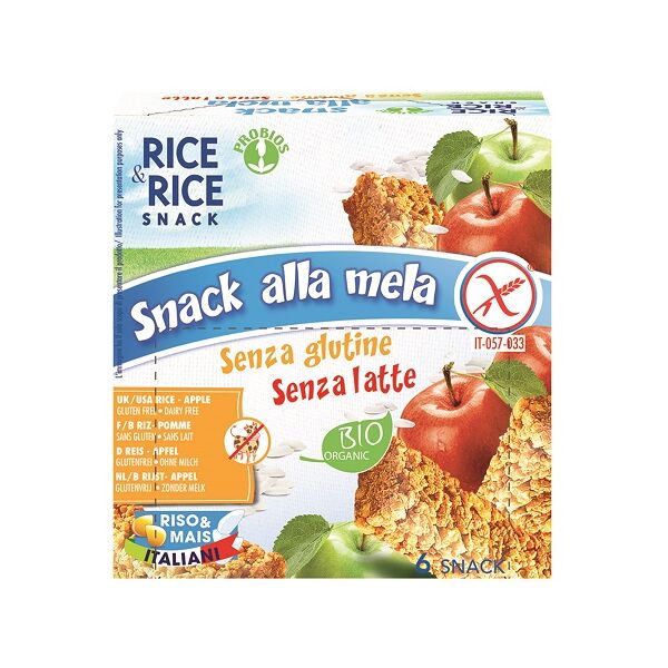 probios rice&rice r&r snack riso mela 6x21g