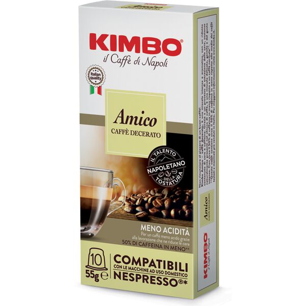 kimbo spa kimbo amico caffe' torrefatto decerato e macerato 10 capsule compatibili nespresso 5,5 g