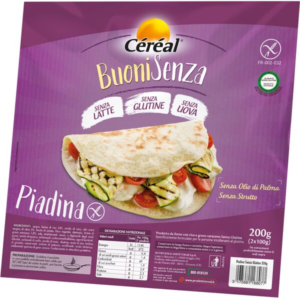 nutrition & sante' italia spa cereal piadina 200g