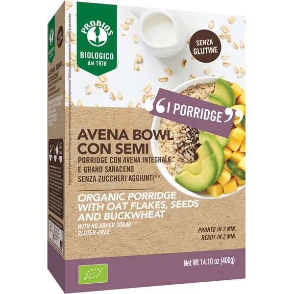 probios bio avena bowl semi piu' porridge con avena integrale e grano saraceno 400 g