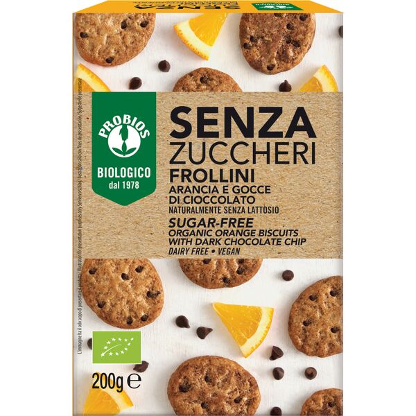 probios frollino arancia gocce di cioccolato senza zuccheri 200 g