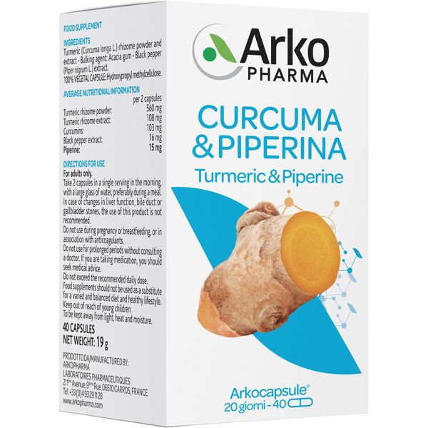 arkofarm arkocps curcuma + piperina 40 capsule