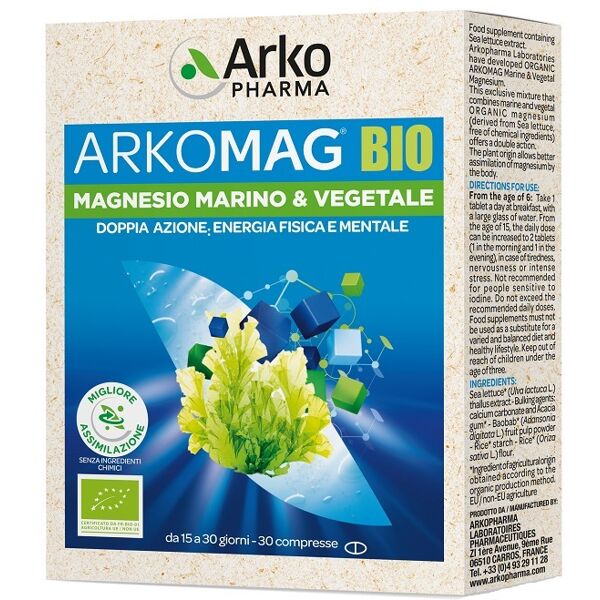 arkofarm arkomag bio magnesio marino & vegetale 30 compresse