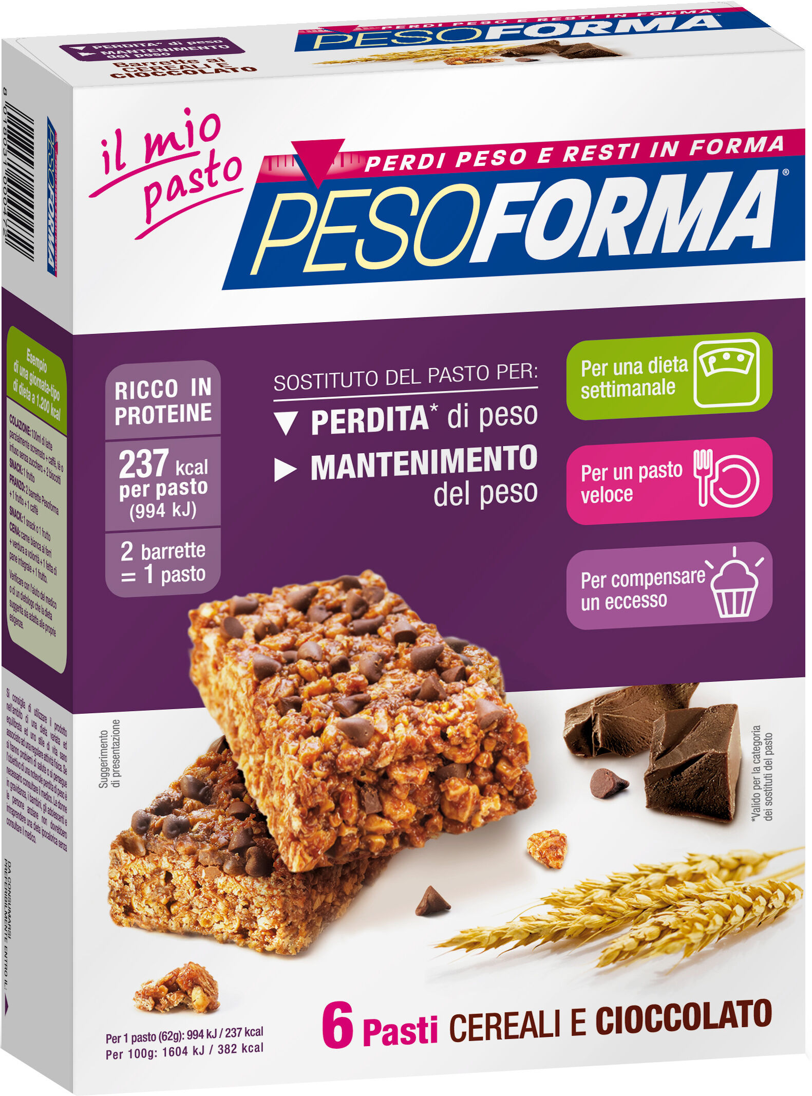 pesoforma barretta cereali/cioccolato 12 x 31 g