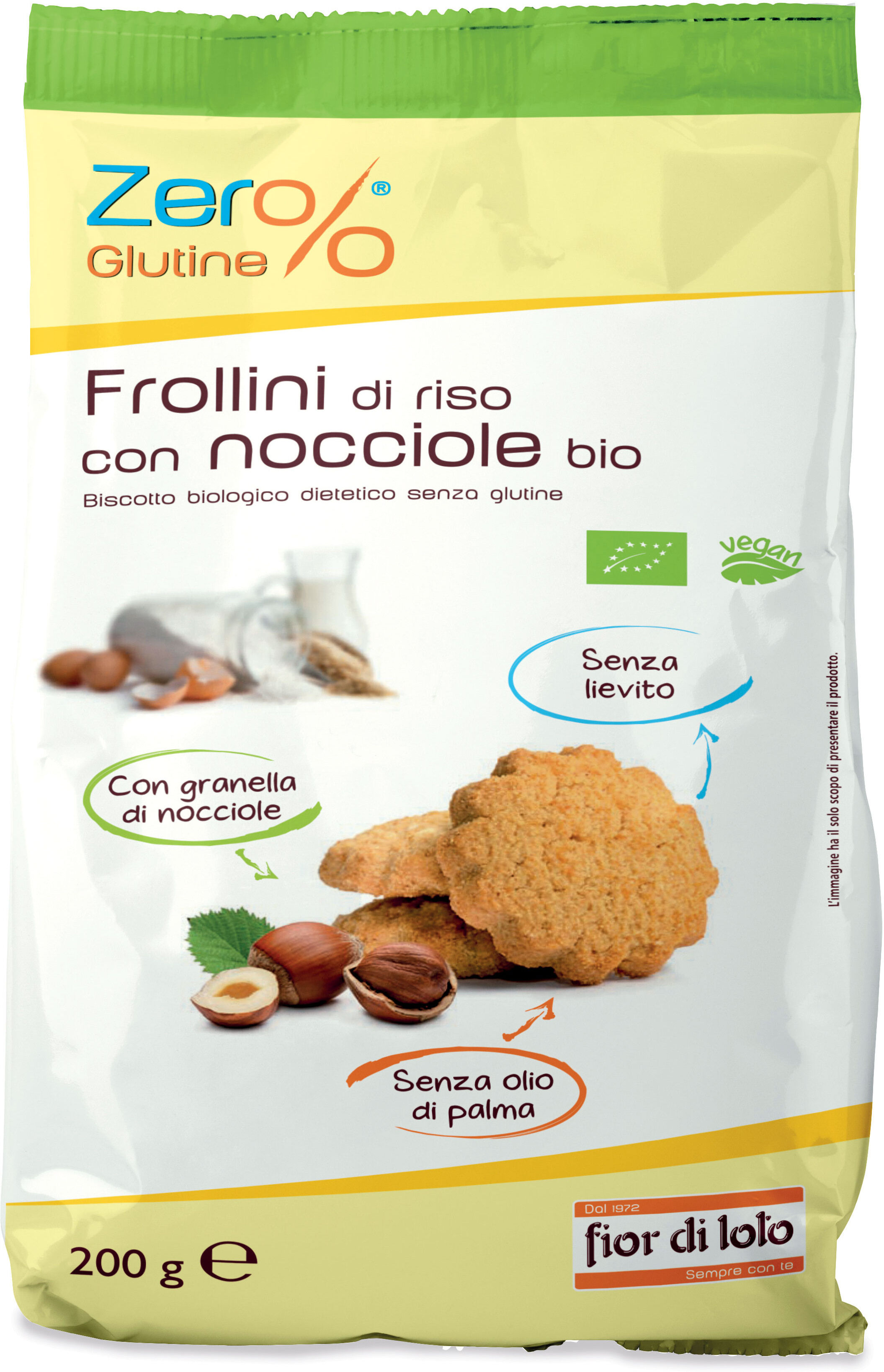 biotobio zer%glutine frollini di riso con nocciole senza glutine 200 g