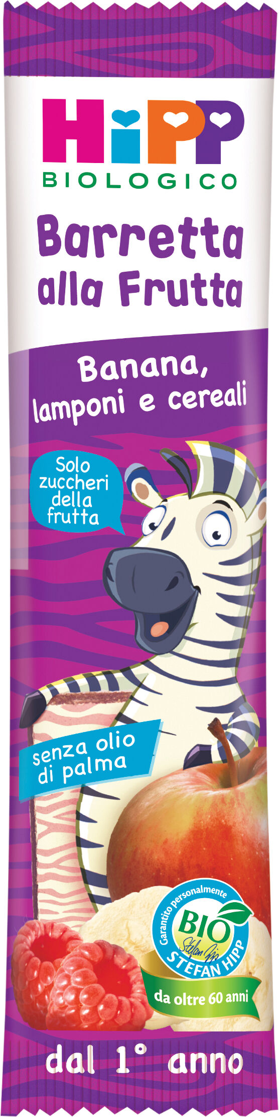 hipp bio barretta alla frutta banana/lamponi/cereali 23 g