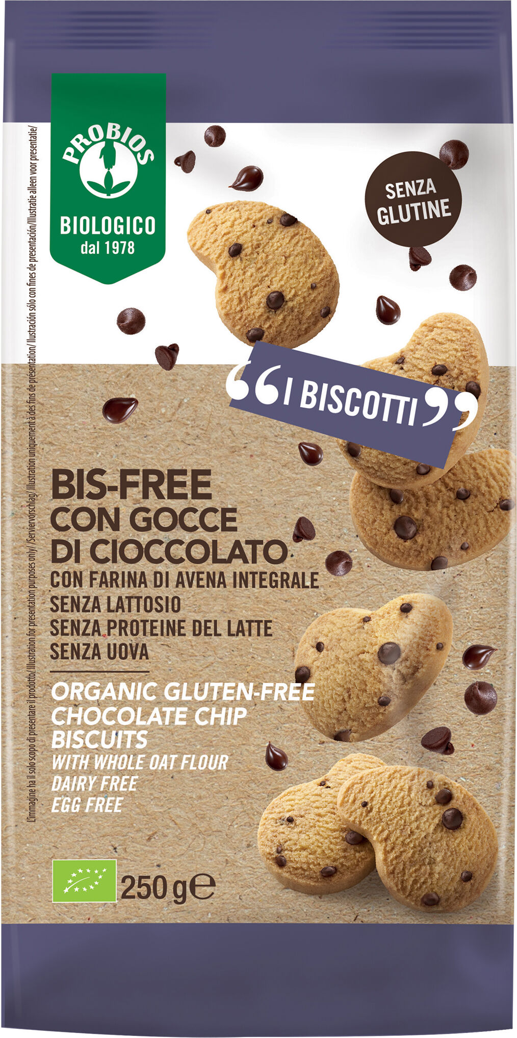 probios biscotti bisfree gocce di cioccolato 250 g