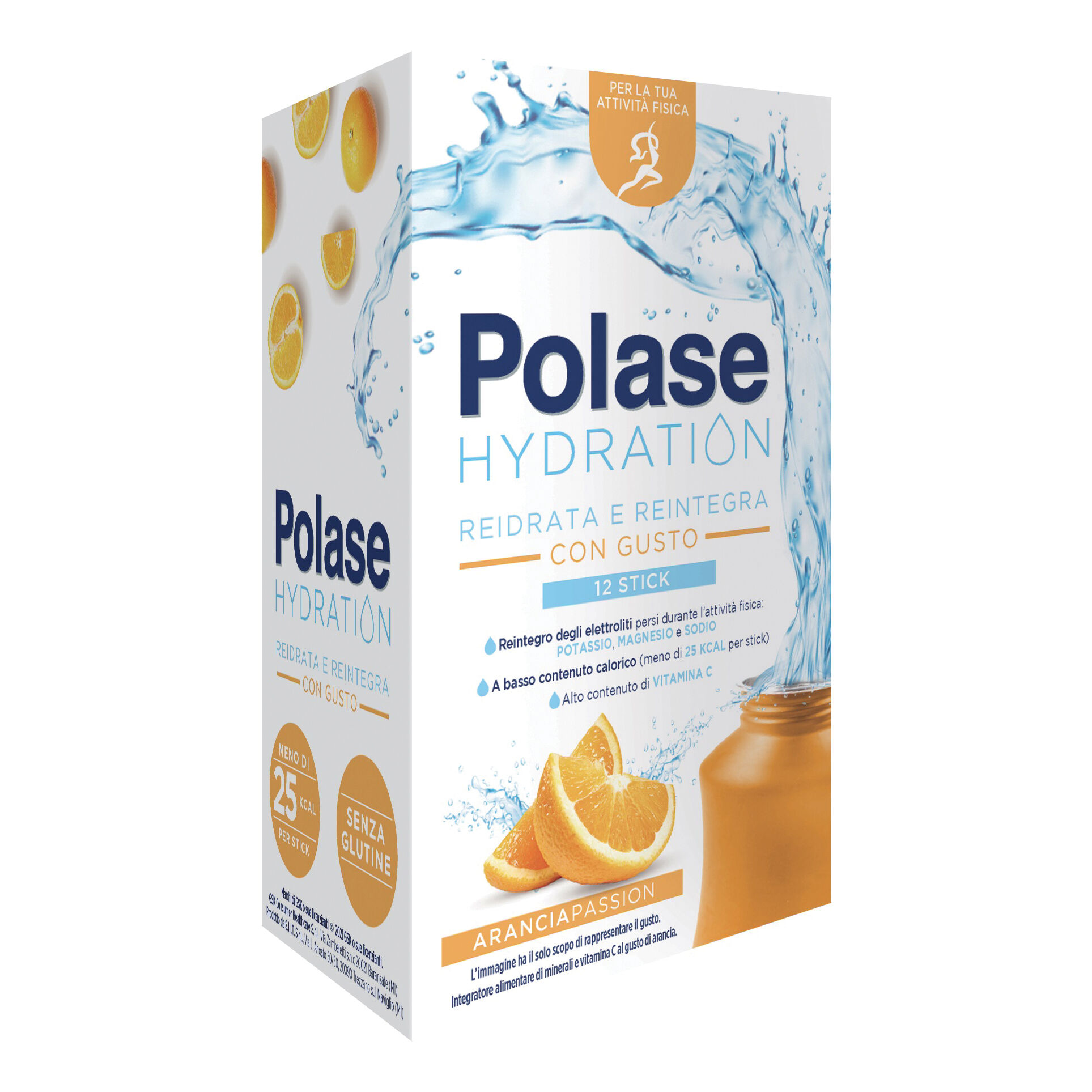 polase hydration integratore magnesio e potassio sali minerali vitamina c arancia 12 stick