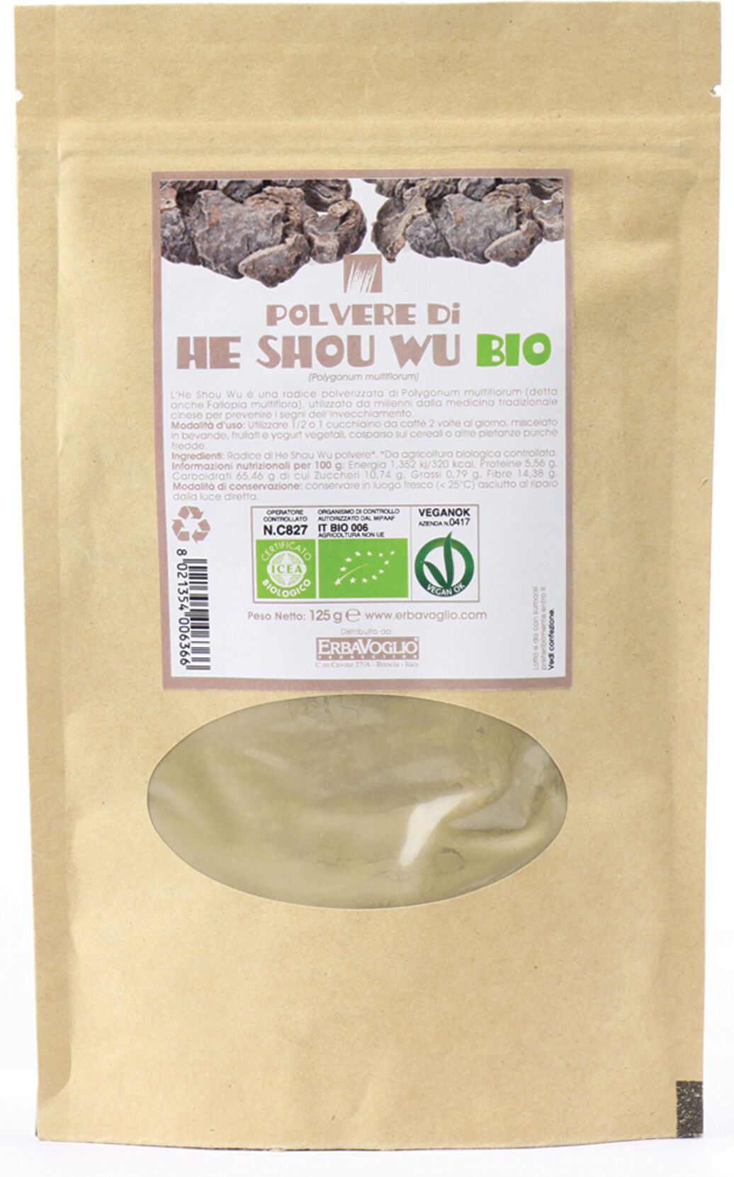 erbavoglio He shou wu fo-ti polvere bio 125 g