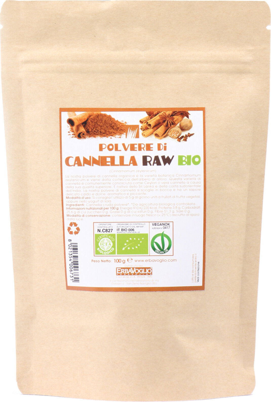 erbavoglio Cannella polvere bio 100 g