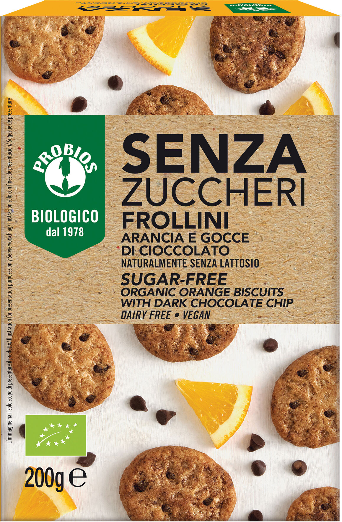 PROBIOS Frollino arancia gocce di cioccolato senza zuccheri 200 g