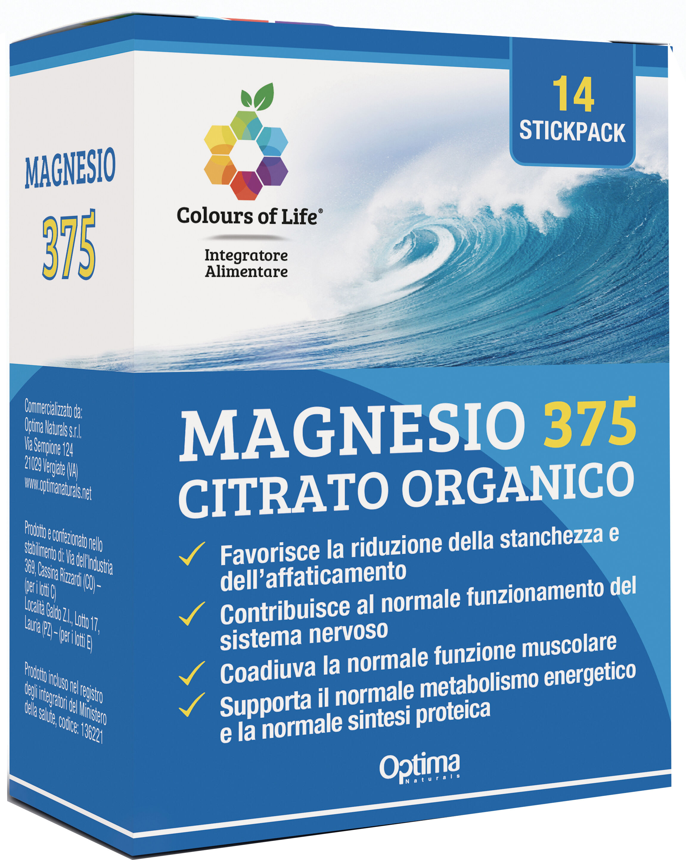 OPTIMA Magnesio 375 14 stick colours of life