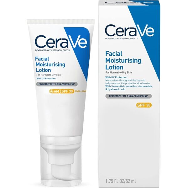 cerave crema viso idratante spf30 24 ore con acido ialuronico 52 ml