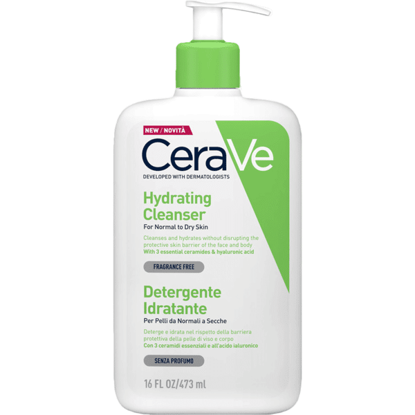 cerave detergente idratante viso pelle da normale a secca, con acido ialuronico e ceramidi 473 ml