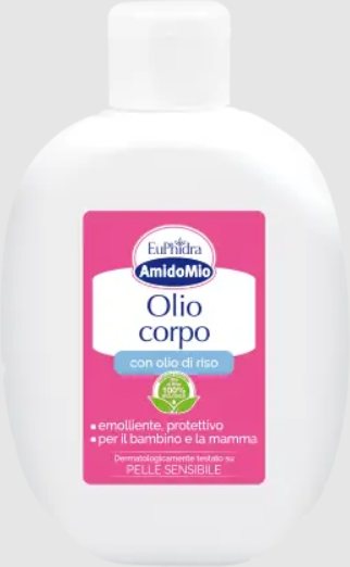 euphidra amidomio olio corpo per neonati con olio di riso 200 ml