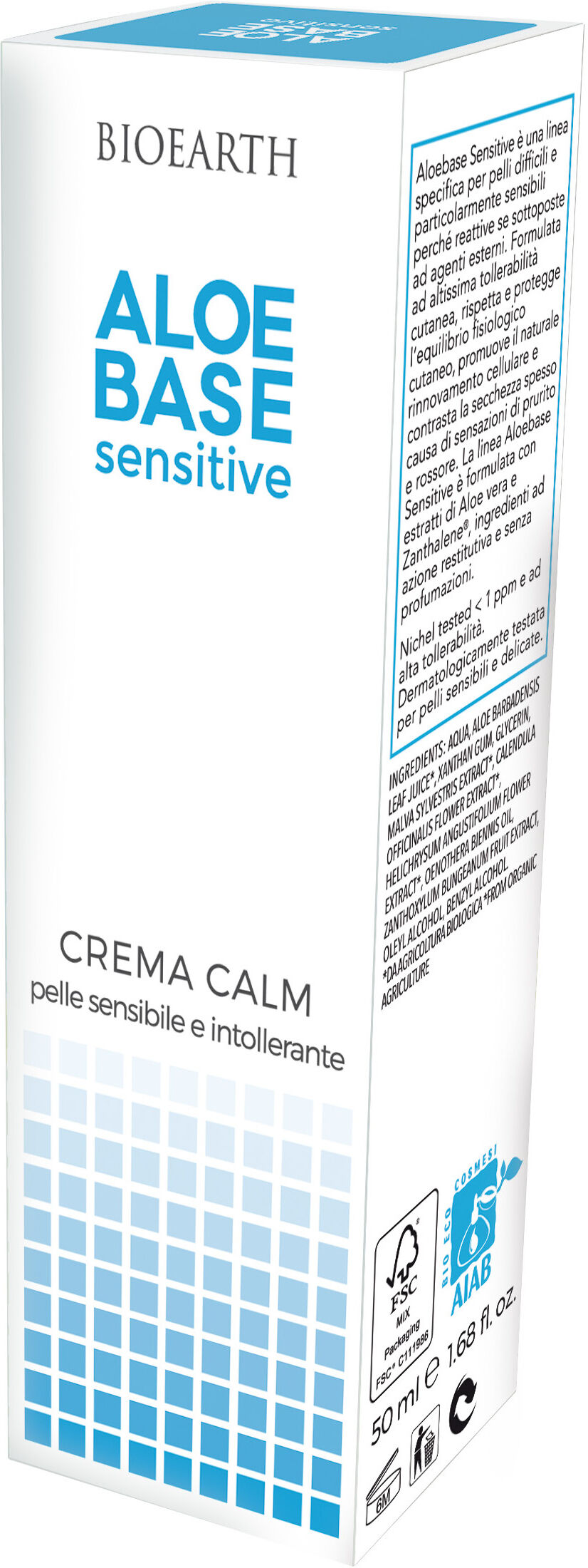 bioearth aloebase sensitive crema calmante 50 ml