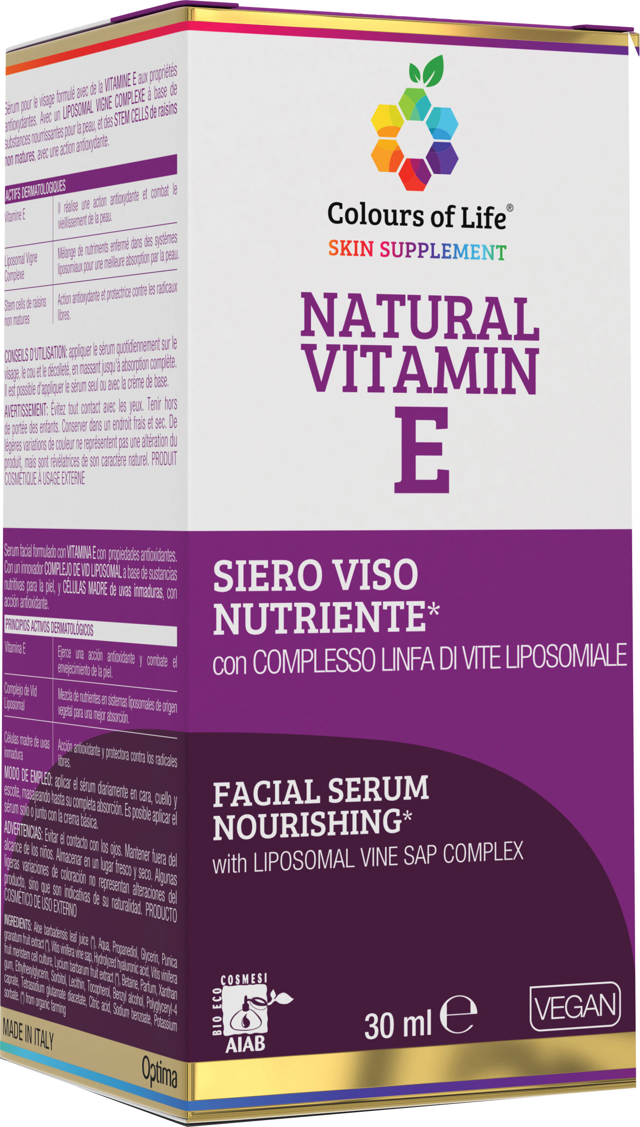 optima naturals srl colours of life natural vitamin e siero viso 30 ml