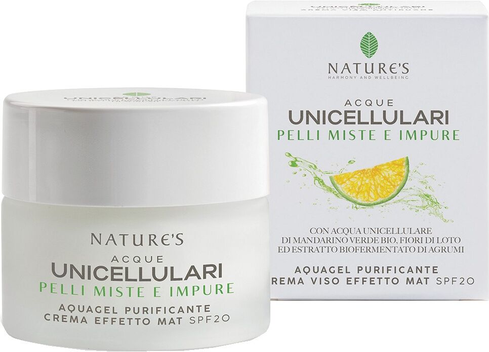 NATURE'S acque unicellulari aquagel crema viso effetto mat spf20 50 ml