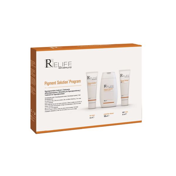 relife pigment solution program kit day cream 30 ml + night cream 30 ml + cleanser 100 ml nuovo packaging multilingua