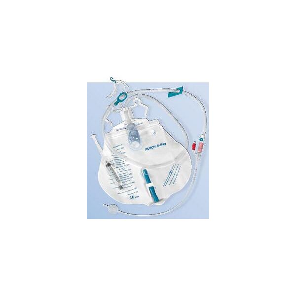 teleflex medical catetere in silicone scanalato profilcath preconnesso ch18 lunghezza 40cm + sacca di drenaggio da 2000ml graduata con tubo di scarico elastico e chiusura a morsetto