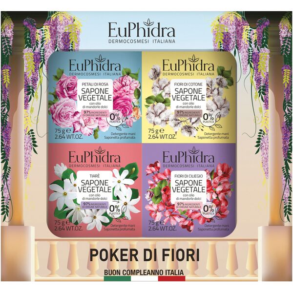 euphidra poker di fiori cofanetto con 4 saponette mani