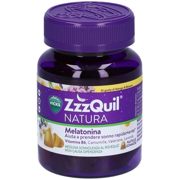 vicks zzzquil natura melatonina integratore per dormire mango e banana 30 pastiglie gommose