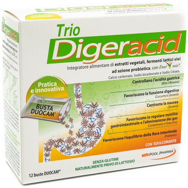 pool pharma trio digeracid integratore bruciore e acidità 12 bustine