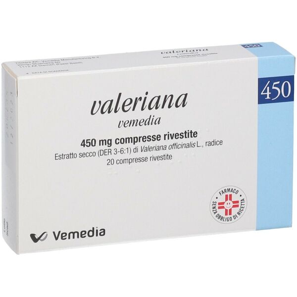 vemedia manufacturing b.v. valeriana vemedia 450 mg per favorire il relax 20 compresse