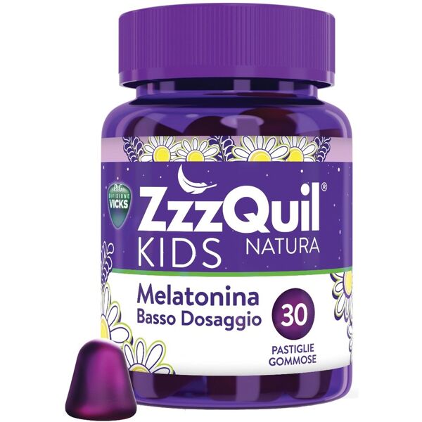 vicks zzzquil kids natura integratore sonno con melatonina per bambini 30 pastiglie gommose