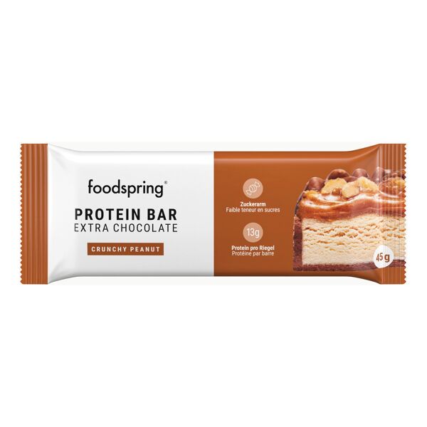 foodspring protein bar extra chocolate crunchy peanut 45 g