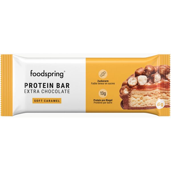 foodspring protein bar extra chocolate soft caramel 45 g