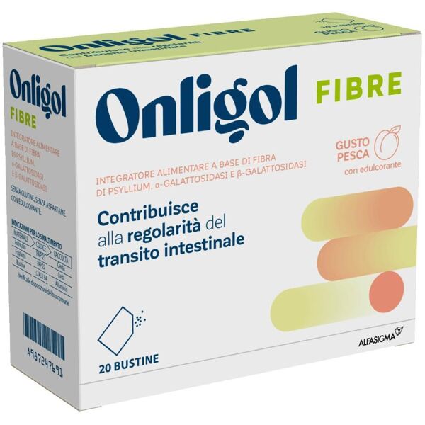 alfasigma spa onligol fibra integratore per regolarità intestinale gusto pesca 20 bustine