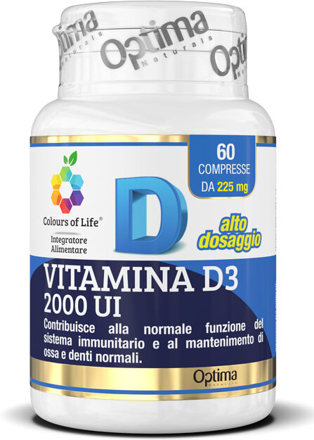 colours of life optima vitamina d3 2000 ui integratore per sistema immunitario e ossa 60 compresse