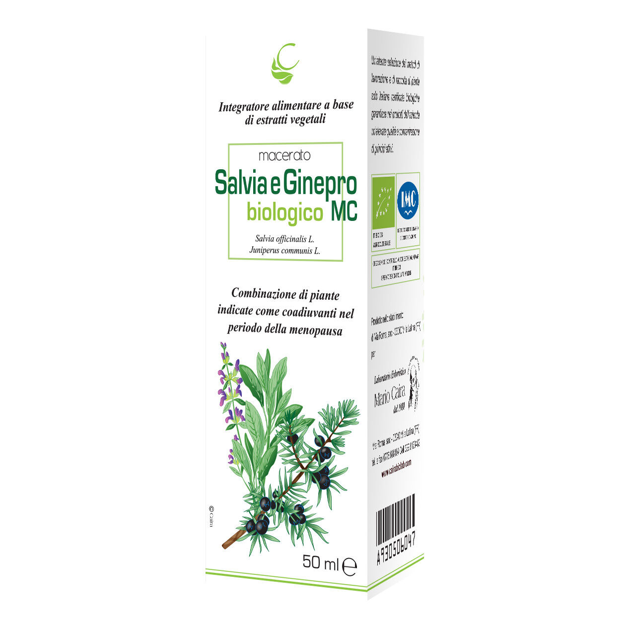 caira laboratorio erboristico caira salvia e ginepro macerato idroalcolico bio gocce 50 ml