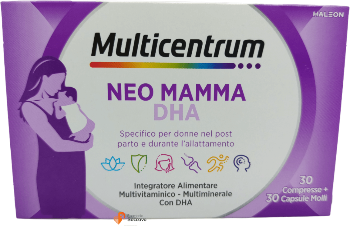 multicentrum mamma multicentrum neo mamma dha integratore multivitaminico vitamina b c d3 acido folico 30 compresse + 30 capsule molli