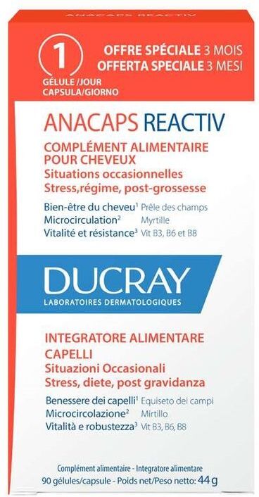 Ducray Anacaps Reactiv Integratore per Caduta dei Capelli 90 capsule