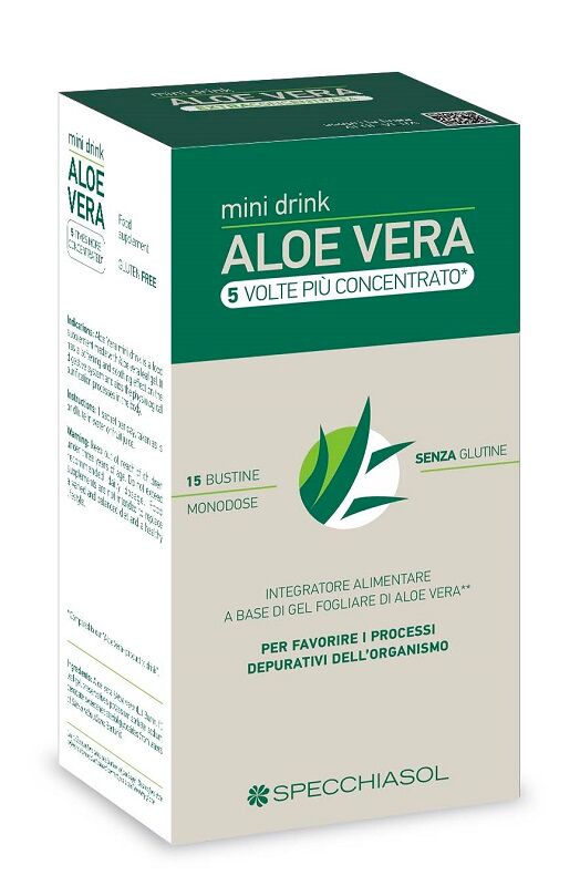 SPECCHIASOL Aloe vera mini drink 5 volte piu' concentrato 15 bustine da 10 ml