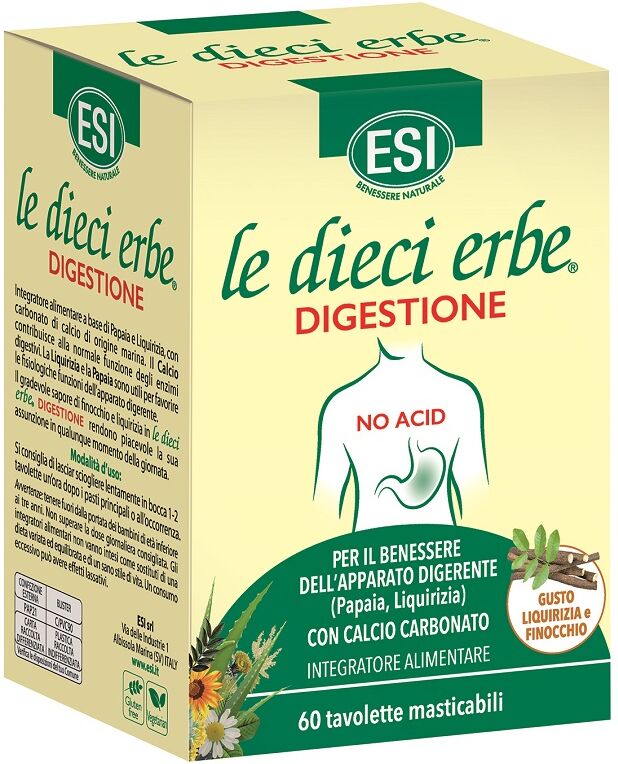 ESI le dieci erbe digestione no acid 60 tavolette masticabili