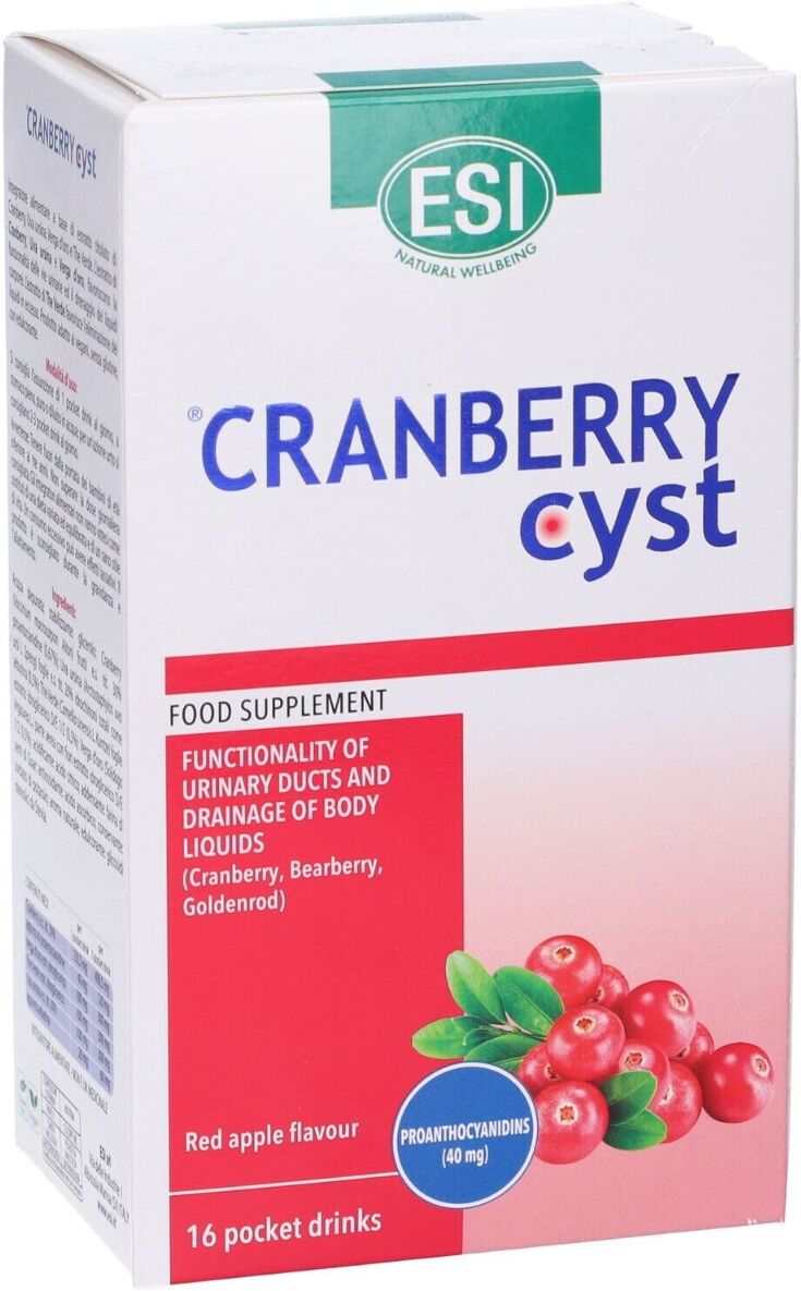 ESI Cranberry Cyst Pocket Drink Integratore Benessere Vie Urinarie 16 Pocket Drink