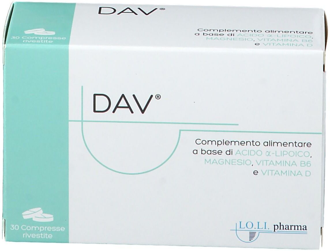 LO.LI.PHARMA Dav Integratore di Magnesio Acido alfa-lipoico Vitamina B6 30 Compresse