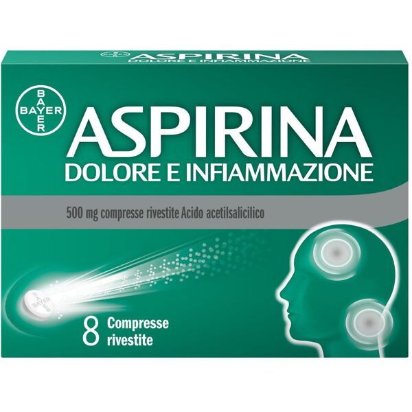 aspirina dolore e infiammazione con 500 mg di acido acetilsalicilico per dolori muscolari e articolari 8 compresse