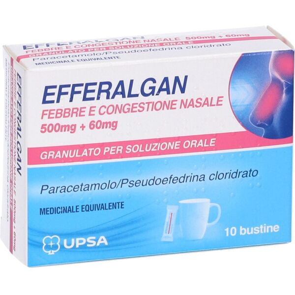 efferalgan febbre e congestione nasale 500mg + 60mg 10 bustine