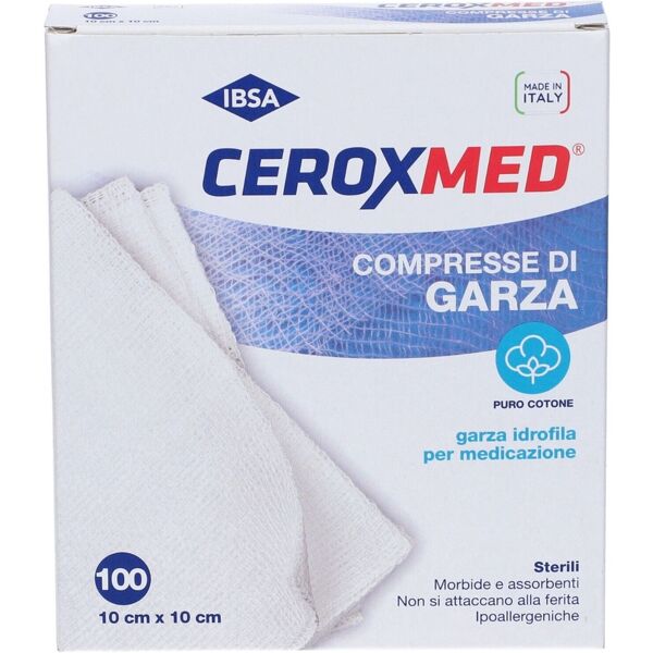 ceroxmed compresse di garza sterili in puro cotone 10x10 cm 100 pezzi